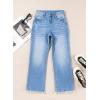 imageAstylish Womens High Waisted Jeans Stretchy Flared Straight Leg Loose Trendy Raw Hem Denim PantsAshleigh Blue