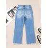 imageAstylish Womens High Waisted Jeans Stretchy Flared Straight Leg Loose Trendy Raw Hem Denim PantsAshleigh Blue