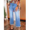 imageAstylish Womens High Waisted Jeans Stretchy Flared Straight Leg Loose Trendy Raw Hem Denim PantsAshleigh Blue