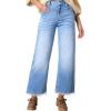 imageAstylish Womens High Waisted Jeans Stretchy Flared Straight Leg Loose Trendy Raw Hem Denim PantsAshleigh Blue