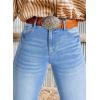 imageAstylish Womens High Waisted Jeans Stretchy Flared Straight Leg Loose Trendy Raw Hem Denim PantsAshleigh Blue