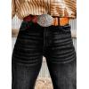 imageAstylish Womens High Waisted Jeans Stretchy Flared Straight Leg Loose Trendy Raw Hem Denim PantsBlack