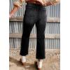 imageAstylish Womens High Waisted Jeans Stretchy Flared Straight Leg Loose Trendy Raw Hem Denim PantsBlack