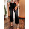 imageAstylish Womens High Waisted Jeans Stretchy Flared Straight Leg Loose Trendy Raw Hem Denim PantsBlack