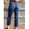imageAstylish Womens High Waisted Jeans Stretchy Flared Straight Leg Loose Trendy Raw Hem Denim PantsBluing