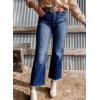 imageAstylish Womens High Waisted Jeans Stretchy Flared Straight Leg Loose Trendy Raw Hem Denim PantsBluing