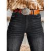 imageAstylish Womens High Waisted Jeans Stretchy Flared Straight Leg Loose Trendy Raw Hem Denim PantsCarbon Grey