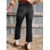 imageAstylish Womens High Waisted Jeans Stretchy Flared Straight Leg Loose Trendy Raw Hem Denim PantsCarbon Grey