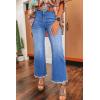 imageAstylish Womens High Waisted Jeans Stretchy Flared Straight Leg Loose Trendy Raw Hem Denim PantsDusk Blue