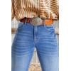 imageAstylish Womens High Waisted Jeans Stretchy Flared Straight Leg Loose Trendy Raw Hem Denim PantsDusk Blue
