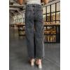 imageAstylish Womens Jeans Wide Leg High Waisted Stretchy Straight Leg Jeans Trendy Ankle Denim Pants with Patch PocketBlack