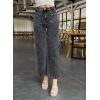 imageAstylish Womens Jeans Wide Leg High Waisted Stretchy Straight Leg Jeans Trendy Ankle Denim Pants with Patch PocketBlack