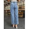 imageAstylish Womens Jeans Wide Leg High Waisted Stretchy Straight Leg Jeans Trendy Ankle Denim Pants with Patch PocketBlue