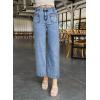 imageAstylish Womens Jeans Wide Leg High Waisted Stretchy Straight Leg Jeans Trendy Ankle Denim Pants with Patch PocketBlue