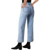 imageAstylish Womens Jeans Wide Leg High Waisted Stretchy Straight Leg Jeans Trendy Ankle Denim Pants with Patch PocketLight Blue