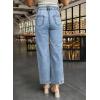 imageAstylish Womens Jeans Wide Leg High Waisted Stretchy Straight Leg Jeans Trendy Ankle Denim Pants with Patch PocketLight Blue