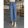 imageAstylish Womens Jeans Wide Leg High Waisted Stretchy Straight Leg Jeans Trendy Ankle Denim Pants with Patch PocketSky Blue