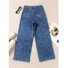 imageAstylish Womens Jeans Wide Leg High Waisted Stretchy Straight Leg Jeans Trendy Ankle Denim Pants with Patch PocketSky Blue