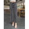 imageAstylish Womens Jeans Wide Leg High Waisted Stretchy Straight Leg Jeans Trendy Denim PantsGray