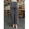 imageAstylish Womens Jeans Wide Leg High Waisted Stretchy Straight Leg Jeans Trendy Denim PantsGray
