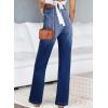 imageAstylish Womens Wide Leg Jeans High Waisted Stretchy Buttoned Denim Pants Trendy 2024 with PocketDark Blue