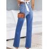 imageAstylish Womens Wide Leg Jeans High Waisted Stretchy Buttoned Denim Pants Trendy 2024 with PocketDusk Blue