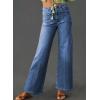 imageAstylish Womens Wide Leg Jeans High Waisted Stretchy Buttoned Denim Pants Trendy 2024 with PocketLight Blue