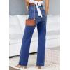 imageAstylish Womens Wide Leg Jeans High Waisted Stretchy Straight Leg Jeans Loose Trendy Denim Pants with PocketDark Blue