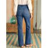 imageAstylish Womens Wide Leg Jeans High Waisted Stretchy Straight Leg Jeans Loose Trendy Denim Pants with PocketDusk Blue