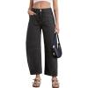 imageAstylish Womens Baggy Boyfriend Jeans Wide Leg High Waisted Barrel Vintage Trendy Denim Ankle PantsBlack