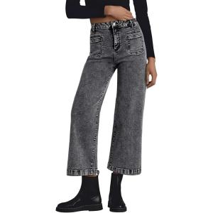 imageAstylish Womens Jeans Wide Leg High Waisted Stretchy Straight Leg Jeans Trendy Denim PantsGray