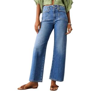 imageAstylish Womens Wide Leg Jeans High Waisted Stretchy Buttoned Denim Pants Trendy 2024 with PocketDusk Blue