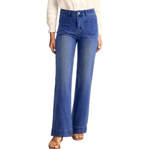 imageAstylish Womens Wide Leg Jeans High Waisted Stretchy Straight Leg Jeans Loose Trendy Denim Pants with PocketDark Blue