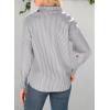 imageAstylish Women 2025 Fine Striped Smocked Cuffed Henley Shirts Long Sleeve Collared Blouse Tops with PocketBlack