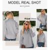 imageAstylish Women 2025 Fine Striped Smocked Cuffed Henley Shirts Long Sleeve Collared Blouse Tops with PocketBlack