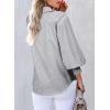 imageAstylish Women 2025 Fine Striped Smocked Cuffed Henley Shirts Long Sleeve Collared Blouse Tops with PocketBlack