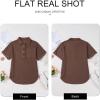 imageAstylish Women 2025 Waffle Knit Tunic Henley Shirts Solid Color Short Sleeve Dressy Blouses Tops with PocketCoffee