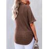 imageAstylish Women 2025 Waffle Knit Tunic Henley Shirts Solid Color Short Sleeve Dressy Blouses Tops with PocketCoffee