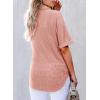 imageAstylish Women 2025 Waffle Knit Tunic Henley Shirts Solid Color Short Sleeve Dressy Blouses Tops with PocketDusty Pink