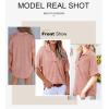 imageAstylish Women 2025 Waffle Knit Tunic Henley Shirts Solid Color Short Sleeve Dressy Blouses Tops with PocketDusty Pink