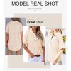 imageAstylish Women 2025 Waffle Knit Tunic Henley Shirts Solid Color Short Sleeve Dressy Blouses Tops with PocketLight French Beige