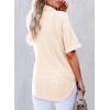 imageAstylish Women 2025 Waffle Knit Tunic Henley Shirts Solid Color Short Sleeve Dressy Blouses Tops with PocketLight French Beige