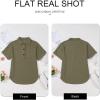 imageAstylish Women 2025 Waffle Knit Tunic Henley Shirts Solid Color Short Sleeve Dressy Blouses Tops with PocketMoss Green