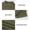 imageAstylish Women 2025 Waffle Knit Tunic Henley Shirts Solid Color Short Sleeve Dressy Blouses Tops with PocketMoss Green