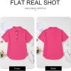 imageAstylish Women 2025 Waffle Knit Tunic Henley Shirts Solid Color Short Sleeve Dressy Blouses Tops with PocketRose Red