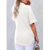 imageAstylish Women 2025 Waffle Knit Tunic Henley Shirts Solid Color Short Sleeve Dressy Blouses Tops with PocketWhite