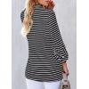 imageAstylish Womens 2025 Oversized Long Sleeve Shirts Button Up Striped Collared Front Pocket TopBlack
