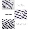 imageAstylish Womens 2025 Oversized Long Sleeve Shirts Button Up Striped Collared Front Pocket TopBlack Stripe