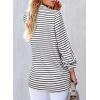 imageAstylish Womens 2025 Oversized Long Sleeve Shirts Button Up Striped Collared Front Pocket TopBlack Stripe