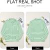imageAstylish Womens 2025 Oversized Long Sleeve Shirts Button Up Striped Collared Front Pocket TopBlackish Green